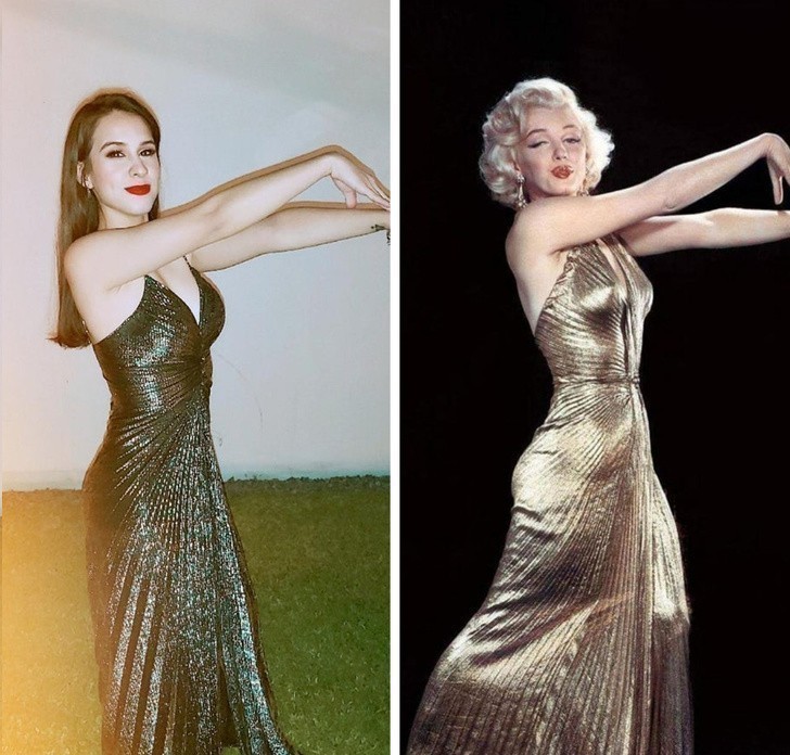7. „To kupiona na przecenie suknia, przypominająca tę noszoną przez Marilyn Monroe. Wiem, że poza nie wyszła mi do końca...”