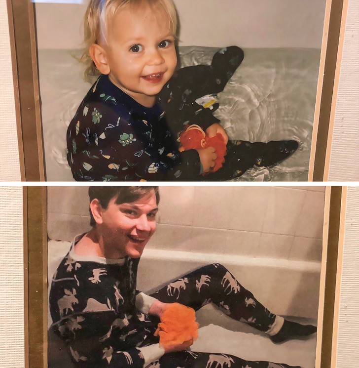 "Odtworzyłem moje zdjęcie z dzieciństwa, gdy wszedłem sobie do wanny, po tym jak mama uszykowała mnie do snu."