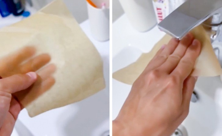 "Użyj papieru do pieczenia do polerowania kranu i innych chromowanych powierzchni."