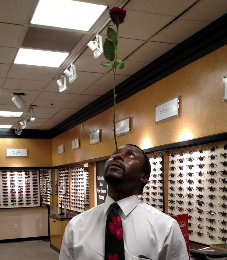 4. "Gość, z którym pracuję, balansował różę na nosie przez 30 sekund."