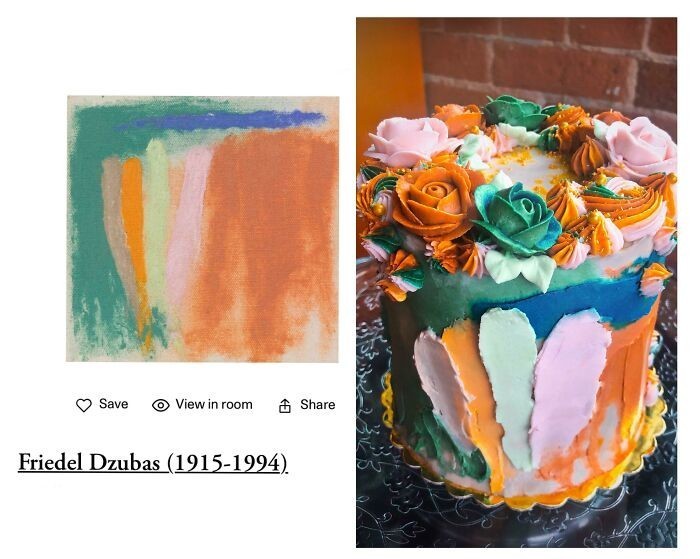 8. "Poproszono mnie, bym upiekła tort inspirowany obrazem namalowanym przez ojca solenizantki. Zrobiłam, co mogłam."