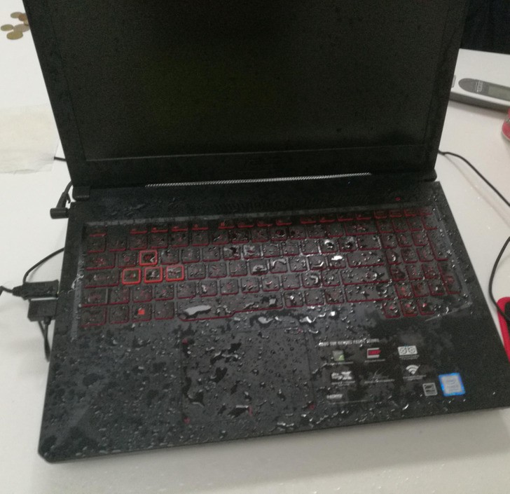 Wróciłam do domu i zobaczyłam, że mój laptop jest całkowicie mokry, bo zostawiłam go przy uchylonym oknie."