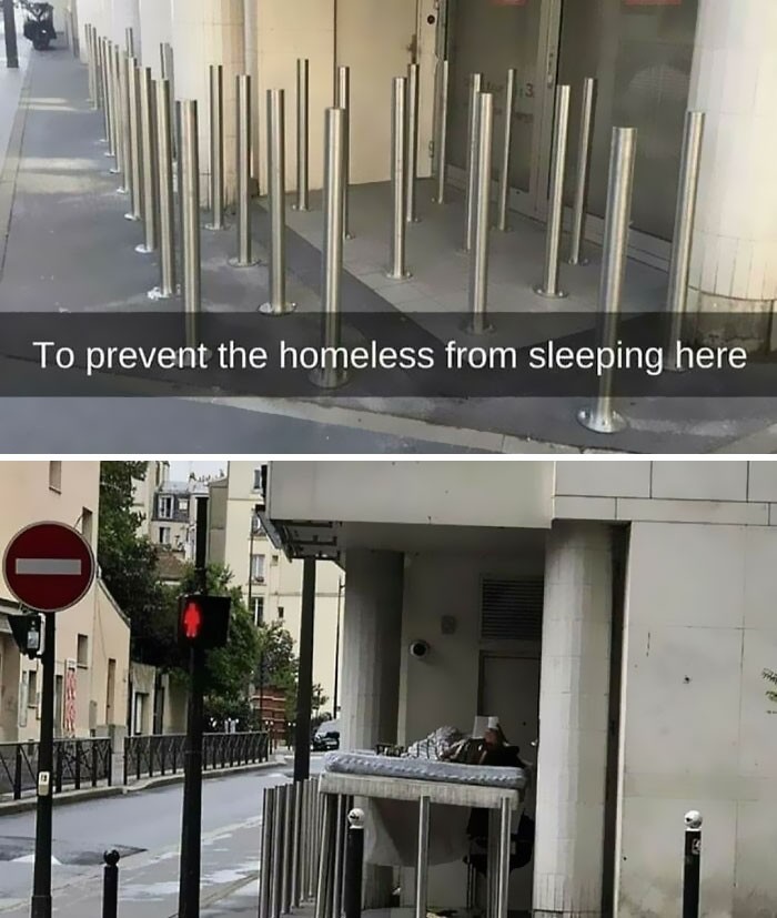"To miało uniemożliwić bezdomnym spanie w tym miejscu."