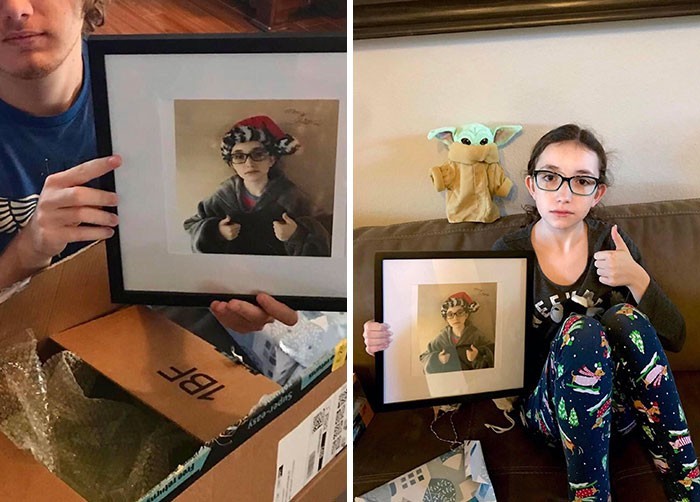 16. "Moja córka dała mojemu synowi swoje zdjęcie z autografem jako prezent świąteczny."