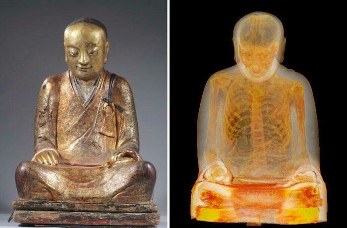 "Prześwietlenie 1000-letniego posągu Buddy pokazało zmumifikowane zwłoki mnicha kryjące się wewnątrz."