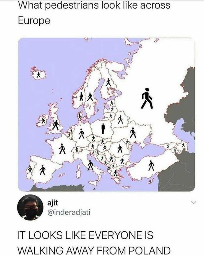5. Symbole pieszego w europejskich krajach. Wygląda na to, że wszyscy uciekają od Polski.