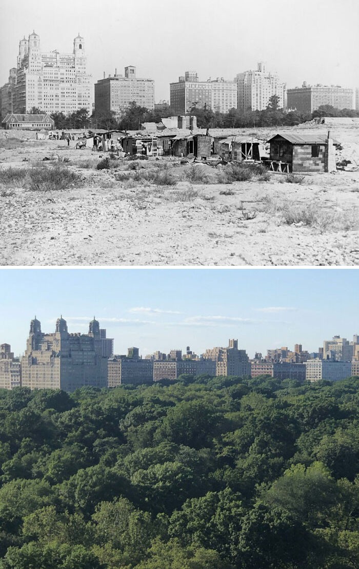 Widok na Central Park w Nowym Jorku, 1932 vs. 2022