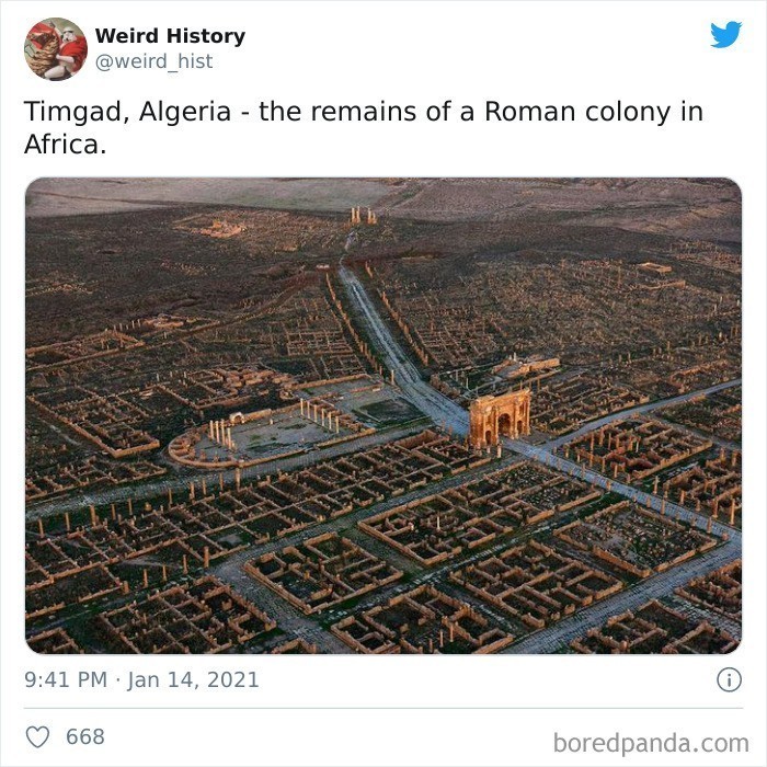 11. "Timgad, Algieria - pozostałości rzymskiej kolonii w Afryce"