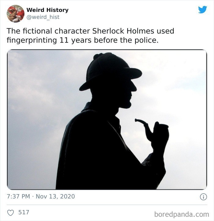 16. "Będący fikcyjną postacią Sherlock Holmes wykorzystywał odciski palców 11 lat wcześniej od rzeczywistej policji."
