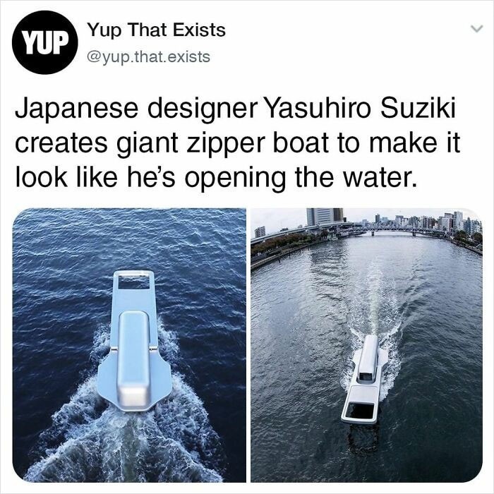 16. Japoński projektant Yasuhiro Suziki stworzył ogromną łódź w kształcie zamka, by wyglądała jakby otwierała wodę podczas płynięcia.