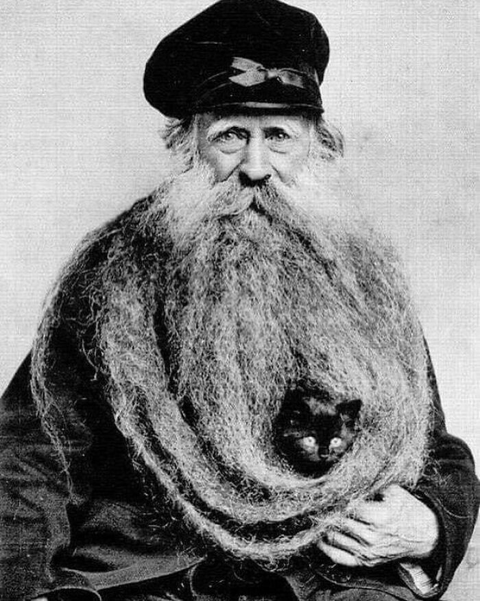 "Kociak siedzący w brodzie Louisa Coulona, francuskiego metalurga, 1890"