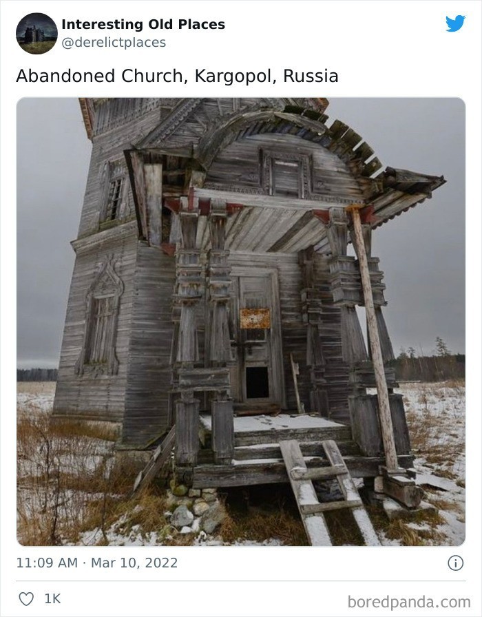 16. "Opuszczony kościół, Kargopol, Rosja"