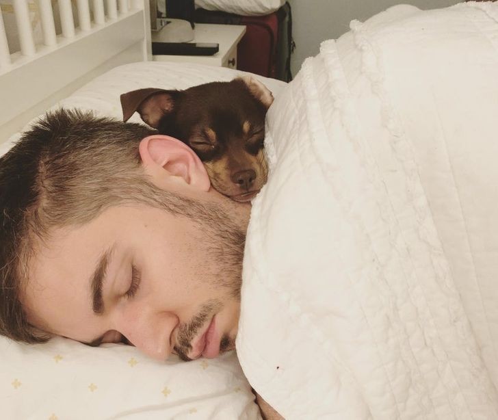 4. „Obudziłam się i zobaczyłam mojego chłopaka i naszego psa, śpiących w najlepsze.”