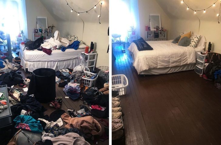 11. "Nie wierzę, że doprowadziłam moją sypialnię do takiego stanu. Posprzątanie zajęło mi cztery godziny."