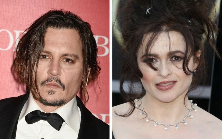 2. Johnny Depp i Helena Bonham Carter - Depp jest ojcem chrzestnym dwójki dzieci Heleny i Tima Burtona.