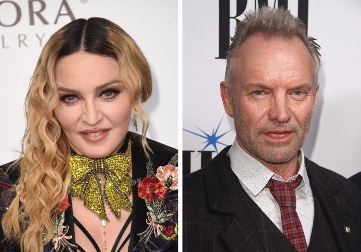 10. Madonna i Sting - Sting i jego żona to rodzice chrzestni syna Madonny i Guya Ritchiego, Rocco.