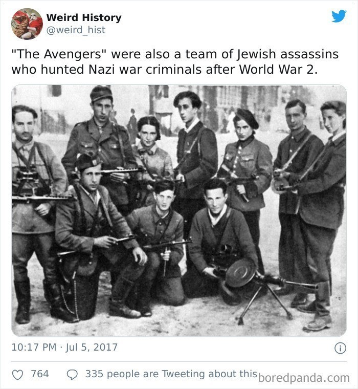9. "'Mściciele' to także grupa żydowskich zabójców polujących na nazistowskich zbrodniarzy po II wojnie światowej."
