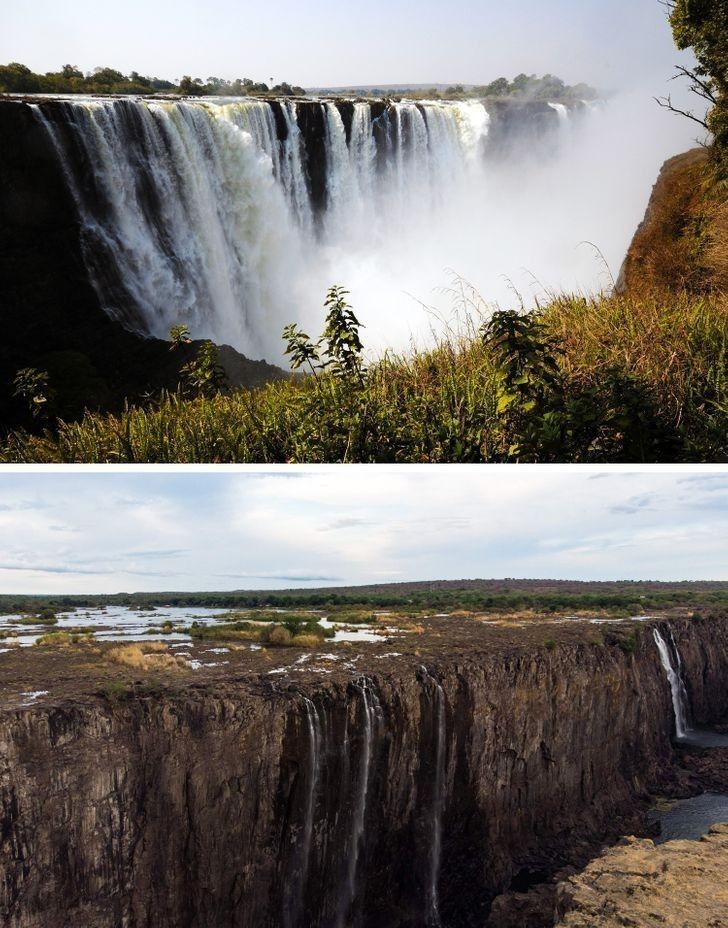 Wodospady Wiktorii w 2015 roku i dziś