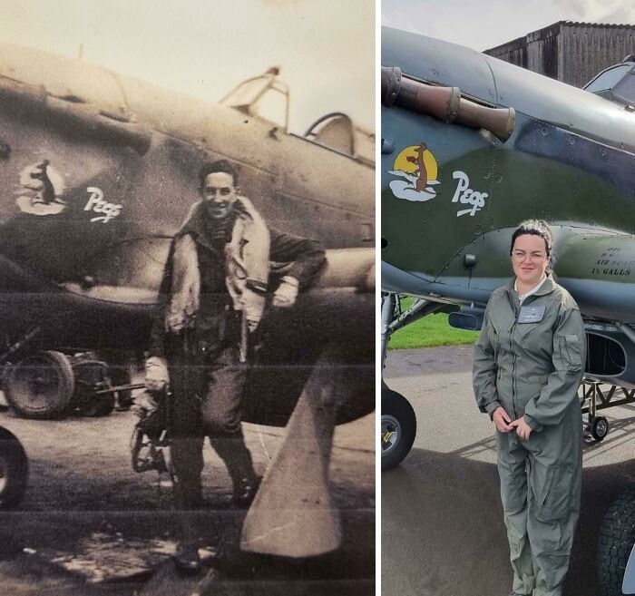 "Dziś przeleciałam się odnowionym samolotem mojego dziadka z II wojny światowej"