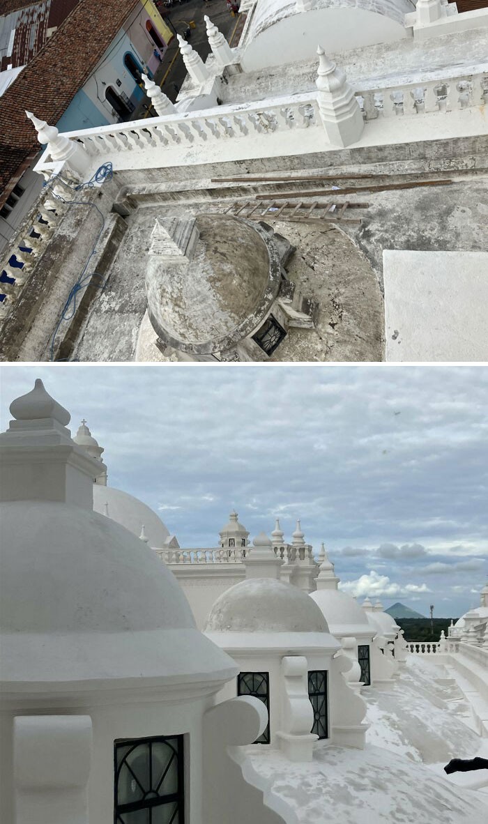 "Odnowienie dachu katedry w mieście León w Nikaragui"