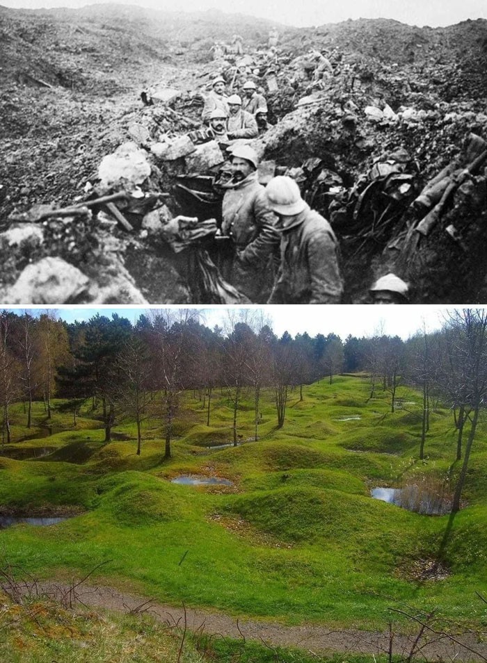 14. Pole bitwy pod Verdun, 1916 vs obecnie