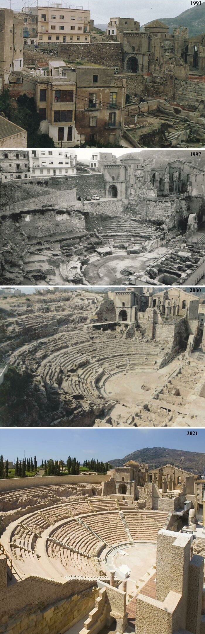 7. Rzymski teatr w Kartagenie (region Murcja, Hiszpania) 1991 vs 2021