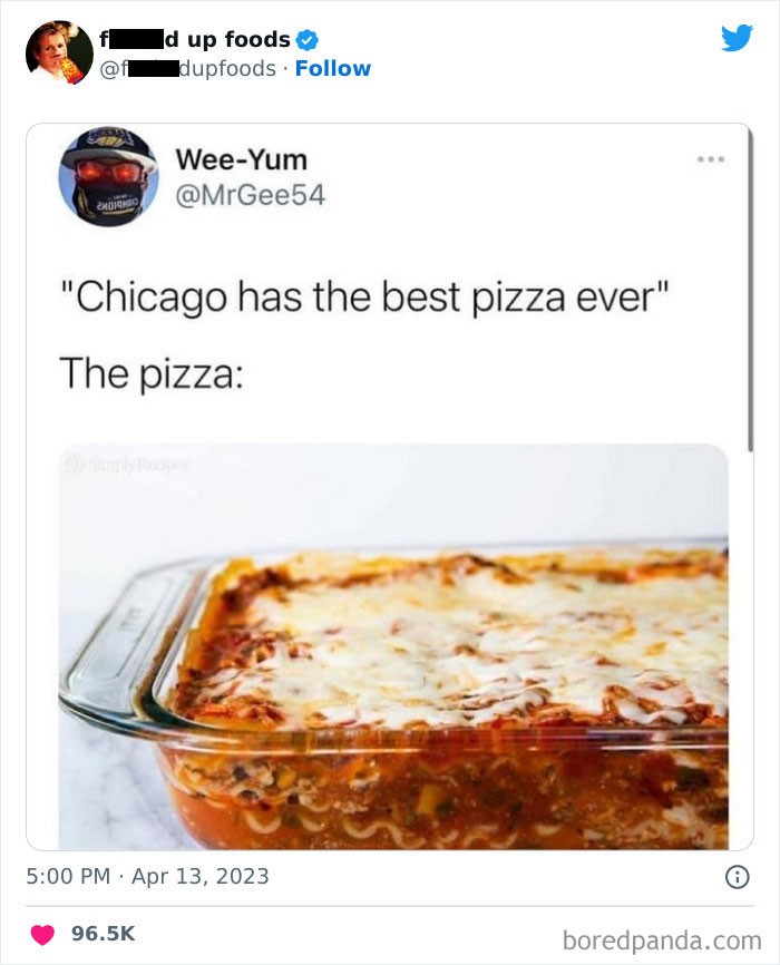 14. "Chicago ma najlepszą pizzę na świecie" Pizza: