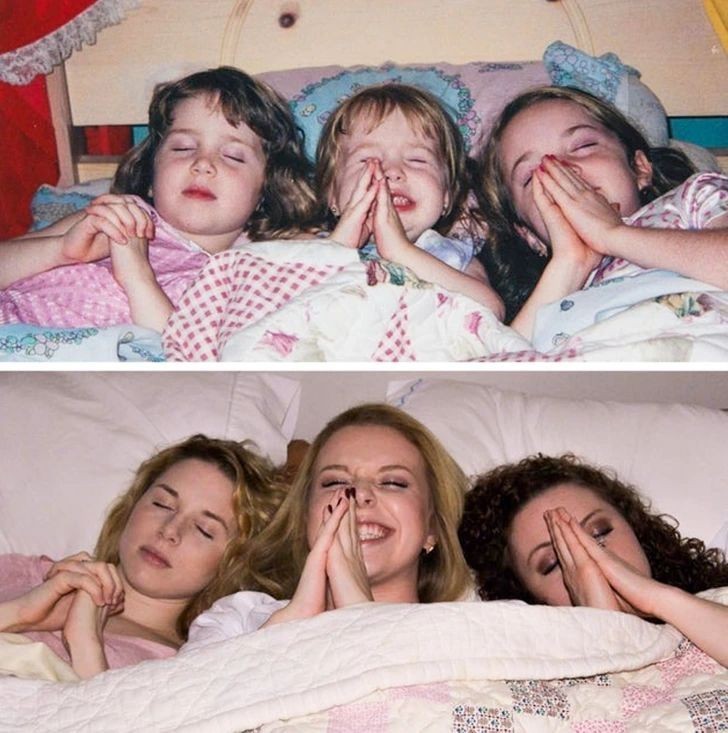"3 siostry, 15 lat różnicy między zdjęciami"