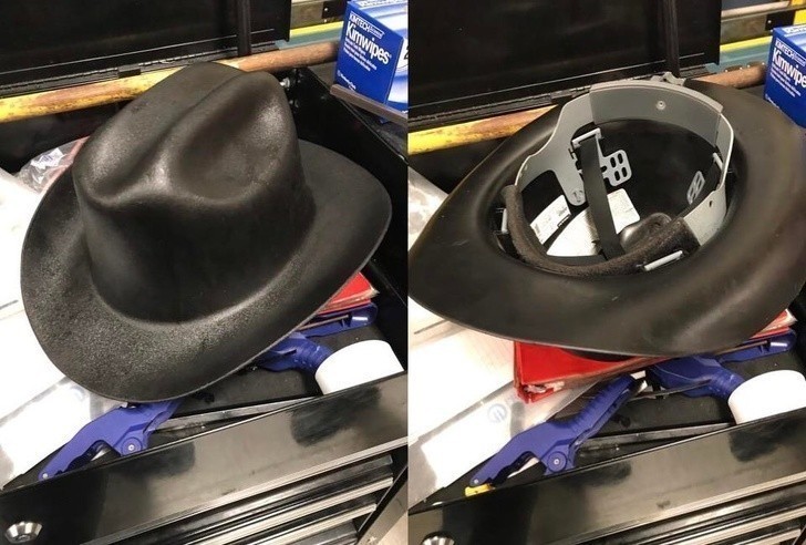 Ten kapelusz kowbojski to w rzeczywistości kask.