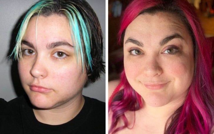 "22 i 33 lata. Nauczyłam się farbować brwi i zmieniłam fryzurę."
