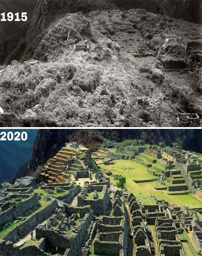 Machu Picchu, Peru, 1915 vs 2020