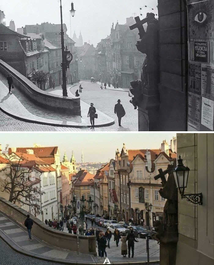 Praga, Czechy, 1910 vs 2020