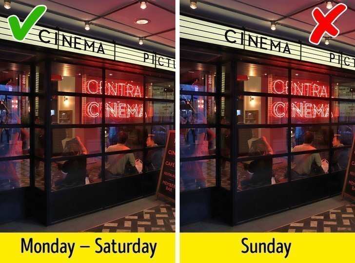 Jeśli pójdziesz do kina w niedzielę, możesz otrzymać grzywnę.