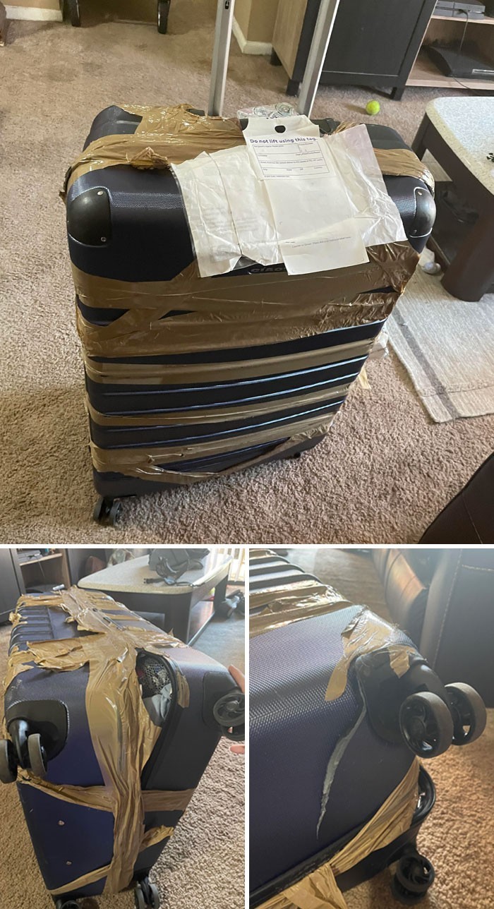 "TAP Air Portugal właśnie zwróciło mój bagaż, który zgubili w zeszłym tygodniu. Nie tylko zniszczyli mi nową walizkę, ale w dodatku brakuje w niej części zawartości."