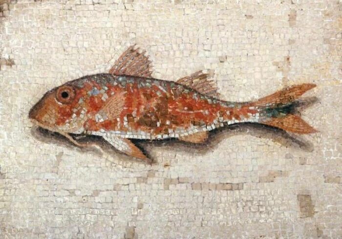 "Rzymska mozaika przedstawiająca rybę, I wiek n.e.