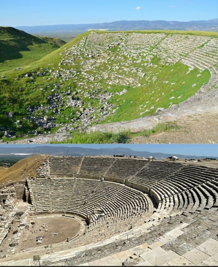 "2200-letni hellenistyczny teatr w Laodycei po niedawnym wykopaniu i oczyszczeniu"