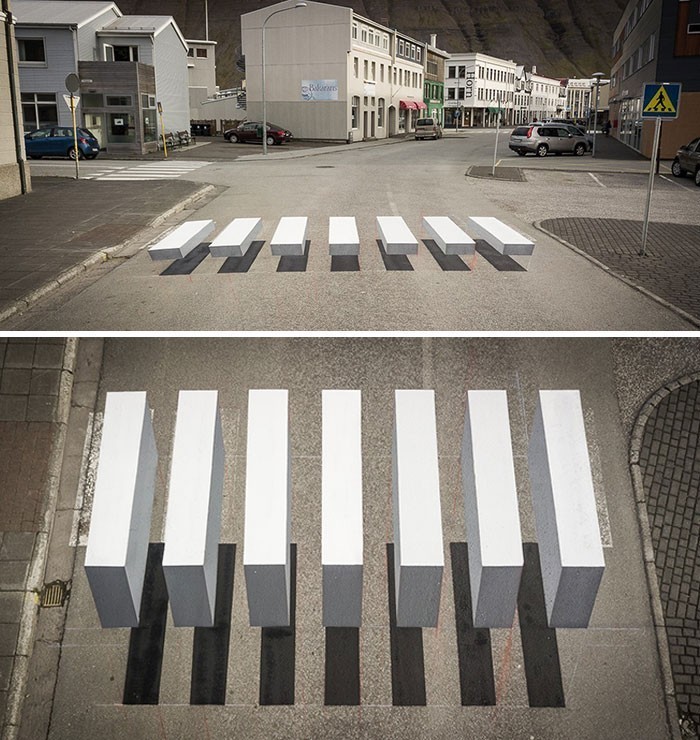 Przejście dla pieszych namalowane w 3D, by spowolnić ruch drogowy