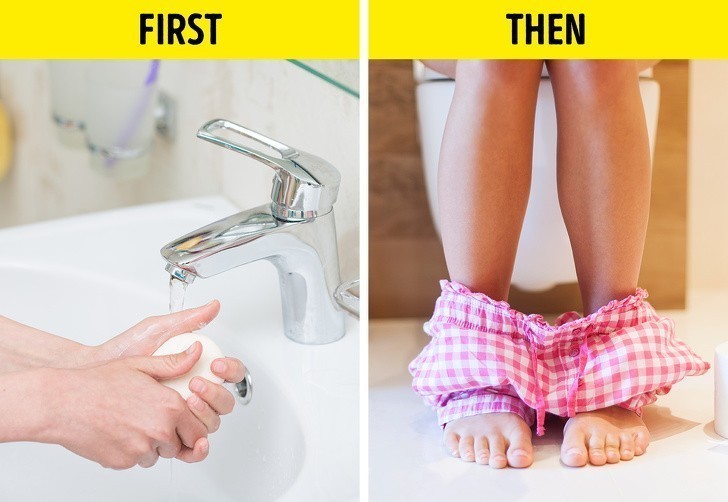 Nie myjemy rąk przed skorzystaniem z toalety.