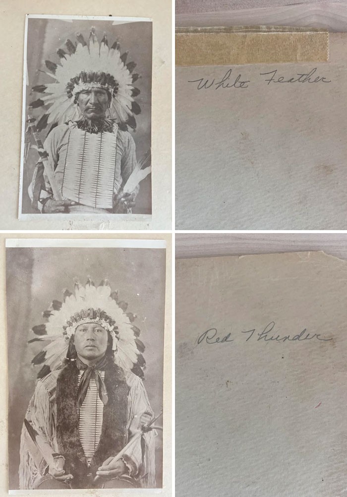 "Zdjęcia rdzennych Amerykanów z imionami. Należały do mojej babci."