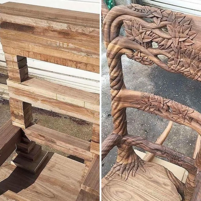 Drewniane krzesło - przed i po