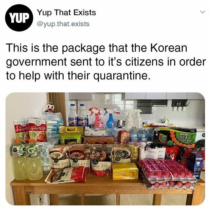 Jedna z paczek, które południowokoreański rząd wysłał swoim obywatelom, by pomóc im przetrwać kwarantannę