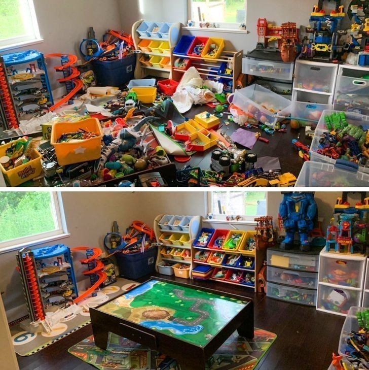 "Posprzątałam pokój z zabawkami."