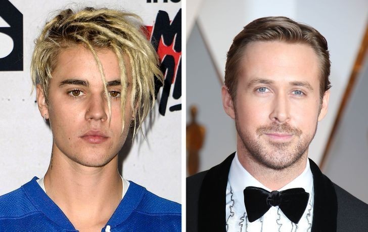 Justin Bieber i Ryan Gosling - Justin zdradził kiedyś, że Ryan to jego odległy kuzyn.