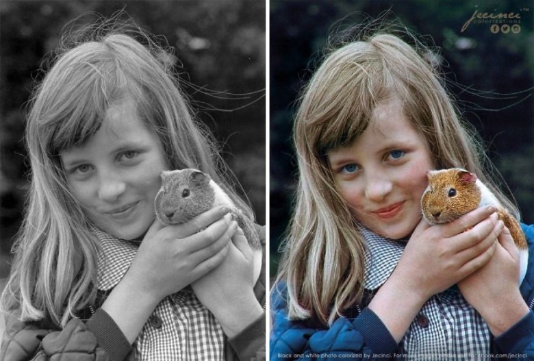 Młoda księżna Diana i jej świnka morska Peanuts, 1972