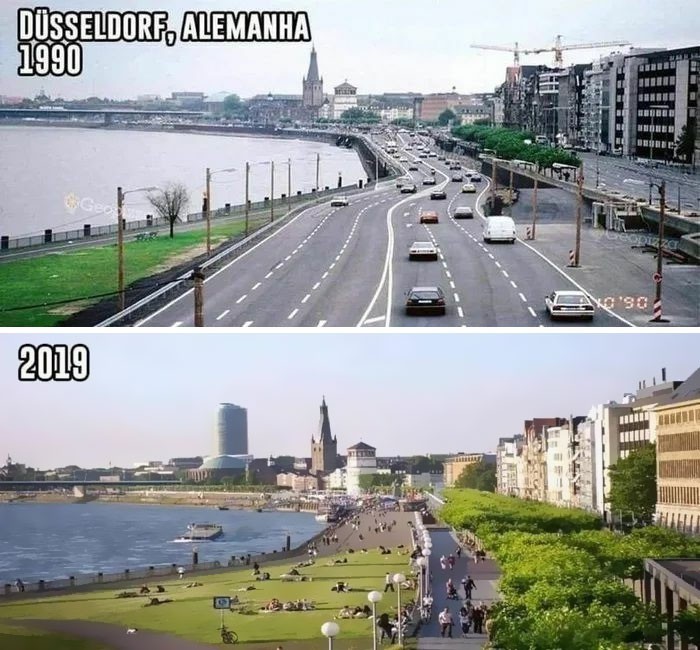 Düsseldorf, Niemcy, 1990 vs. 2019