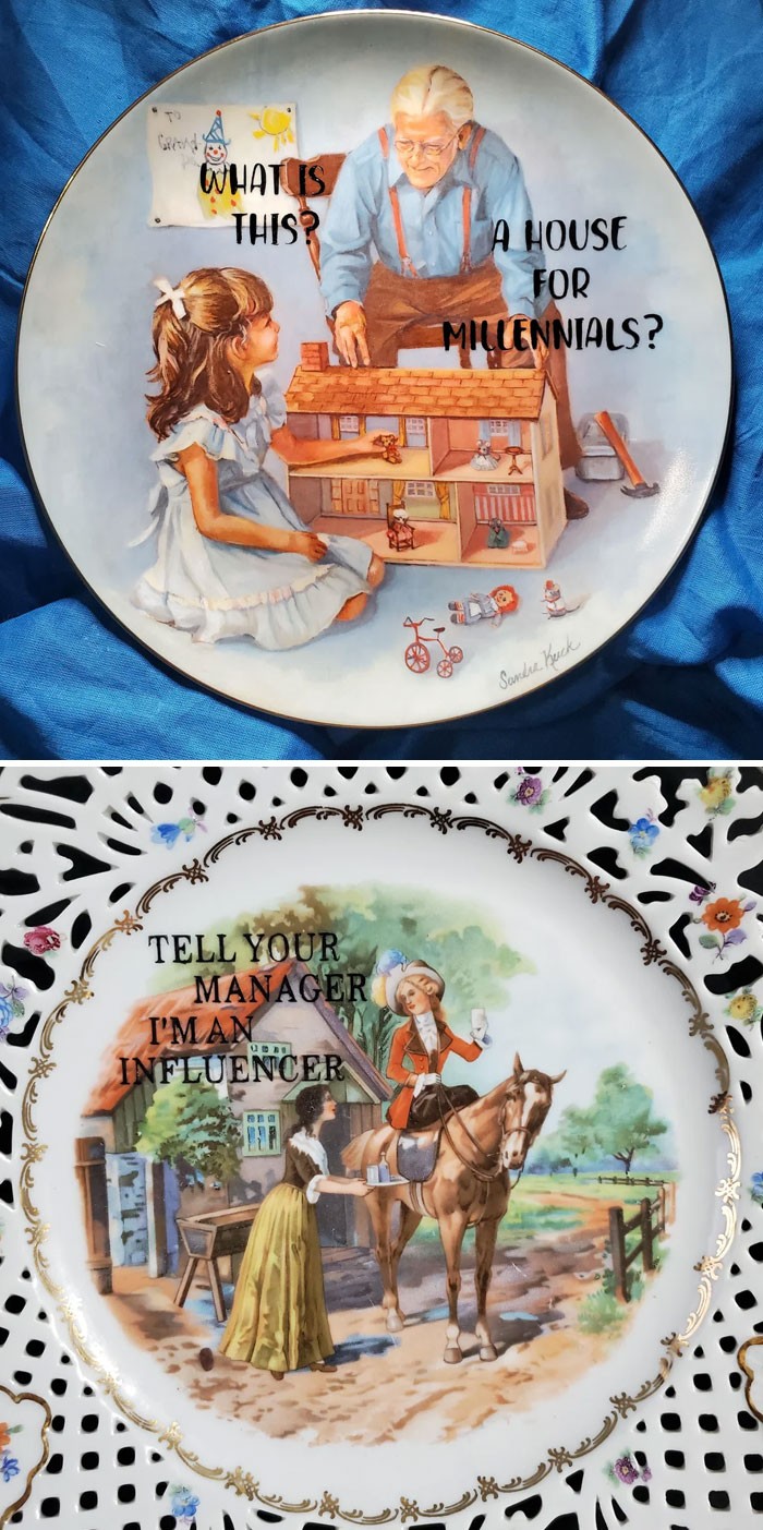 #5 I've Started To Collect And Paint Lettering On Old Decorative Plates