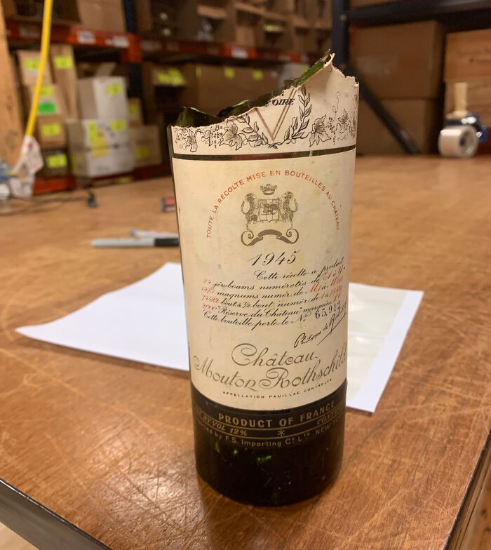 Jeśli masz zły dzień, wiedz przynajmniej, że nie rozbiłeś butelki Château Mouton Rothschild z 1945 roku o wartości 16 000 dolarów