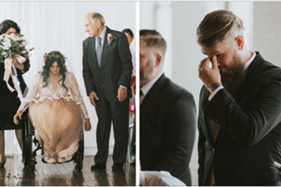 Sparaliżowana kobieta zaskoczyła wszystkich idąc o własnych siłach do ołtarza! Zobacz reakcję męża! 