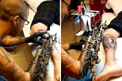 Takiego tatuażysty jeszcze nie widziałeś! Stracił rękę i wykonuje swoje prace mechaniczną protezą!
