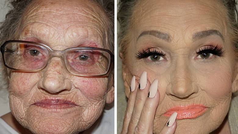 Wnuczka zrobiła swojej 80-letniej babci makijaż! Efekt jej pracy jest szokujący! 